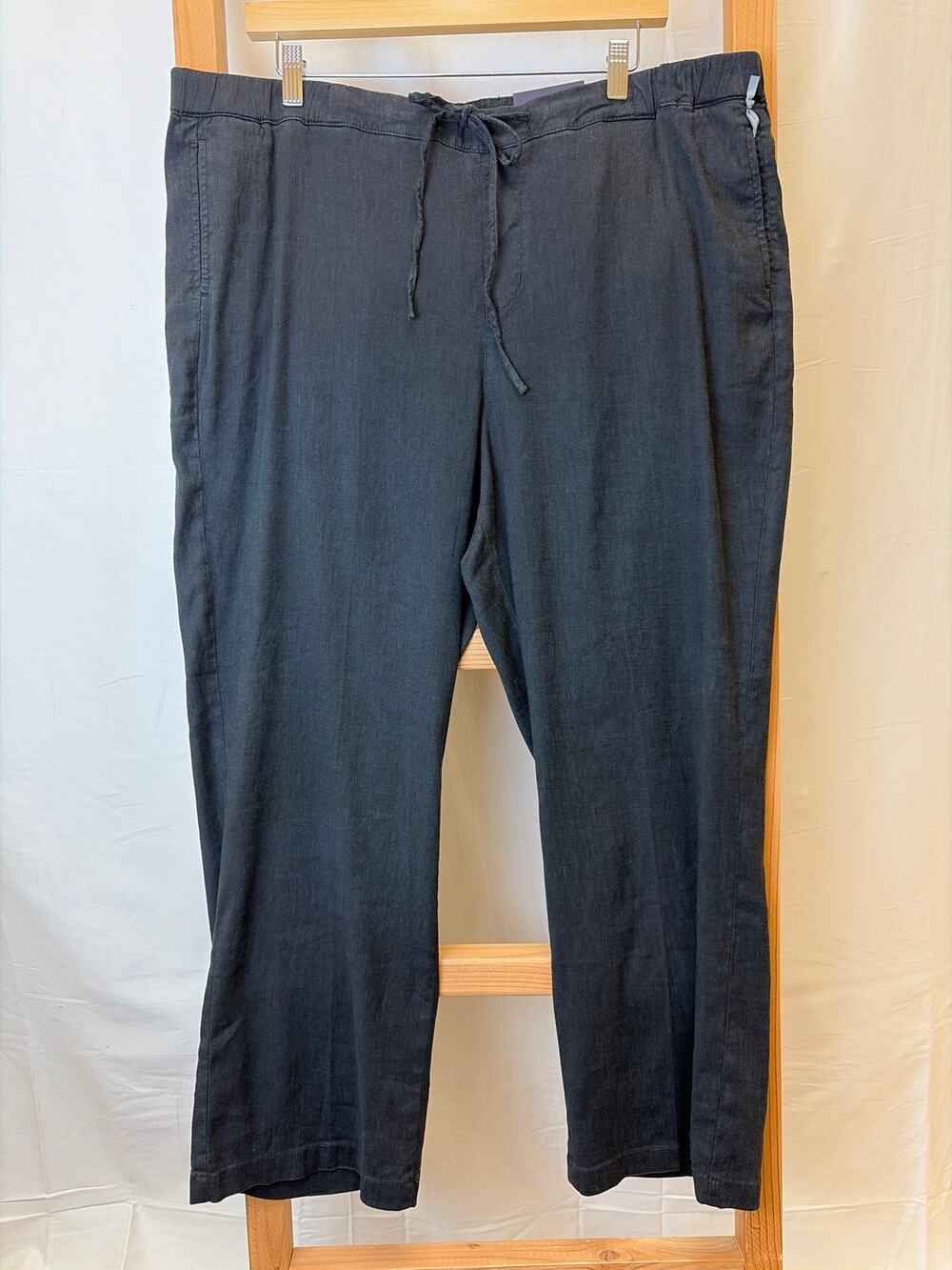 NWT NYDJ Black Linen Blend Ankle Pants Womens 18 #0464